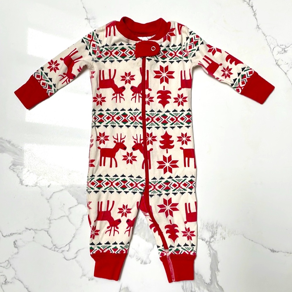 Hanna Andersson Organic Baby zip sleeper Dear Deer print